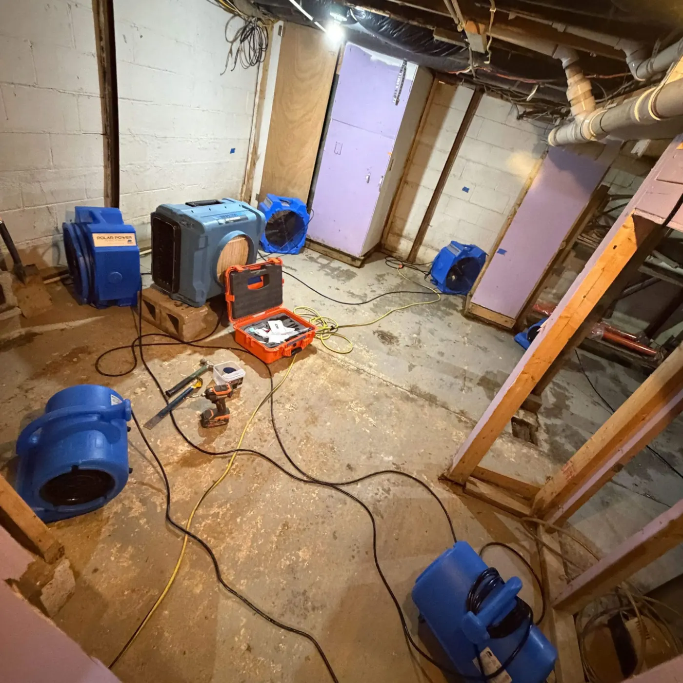Basement water extraction in Centerville Indiana home
